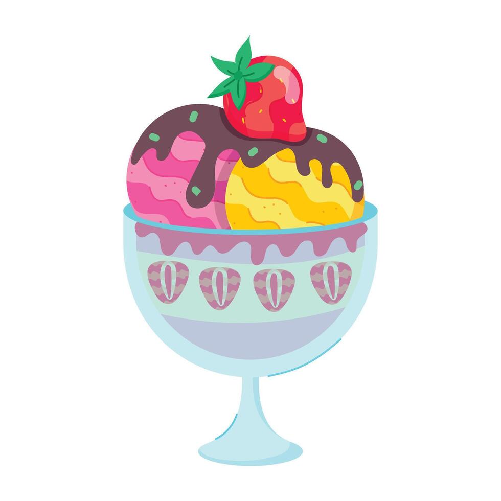 Flat Stickers Depicting Strawberry Desserts vector