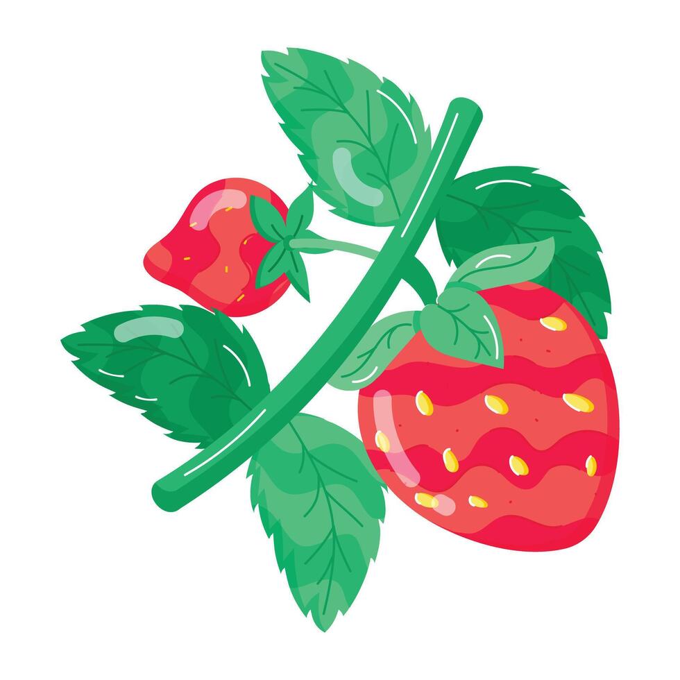 Strawberry Foods Flat Stickers vector