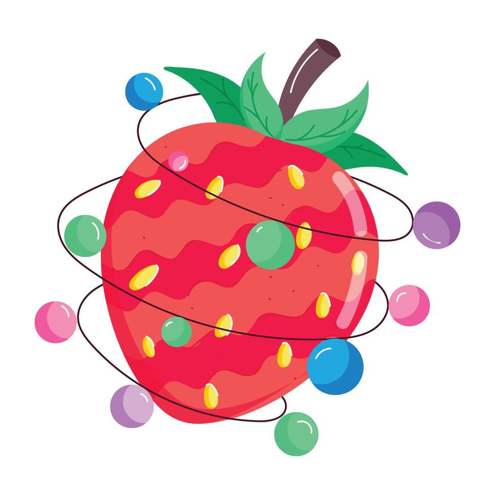 Flat Style Strawberry Stickers vector