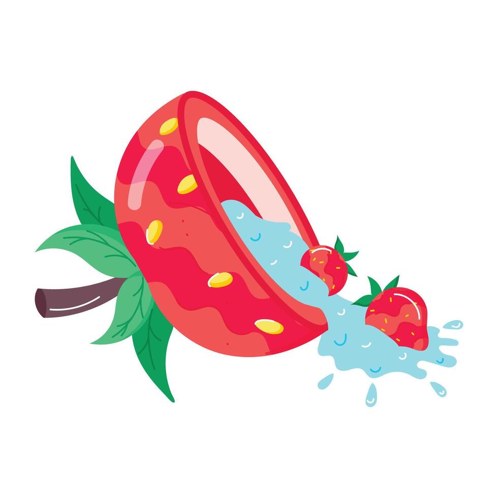 Strawberry Foods Flat Stickers vector