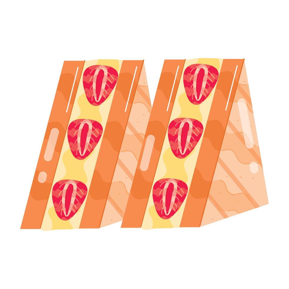 Flat Stickers Depicting Strawberry Desserts vector