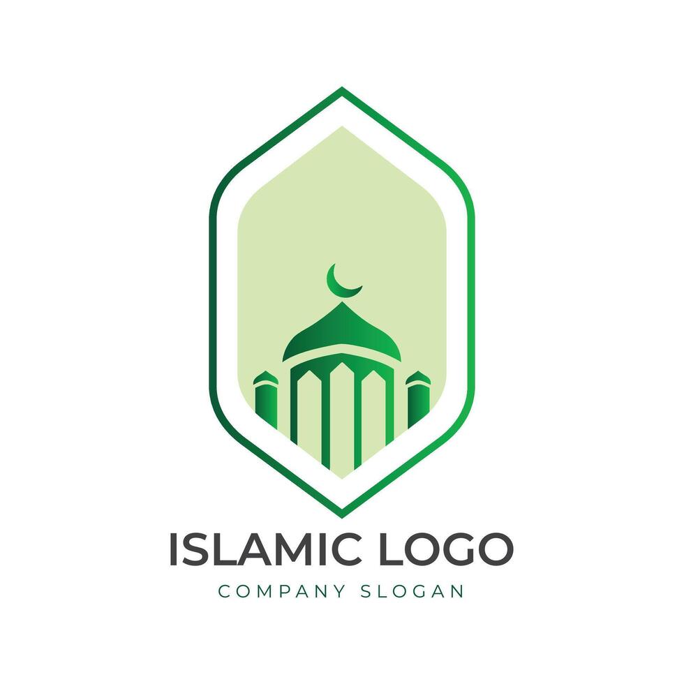 Islamic logo template, Ribbon islamic dome palace logo design template. Mosque logo ideas. inspiration logo design. template illustration vector