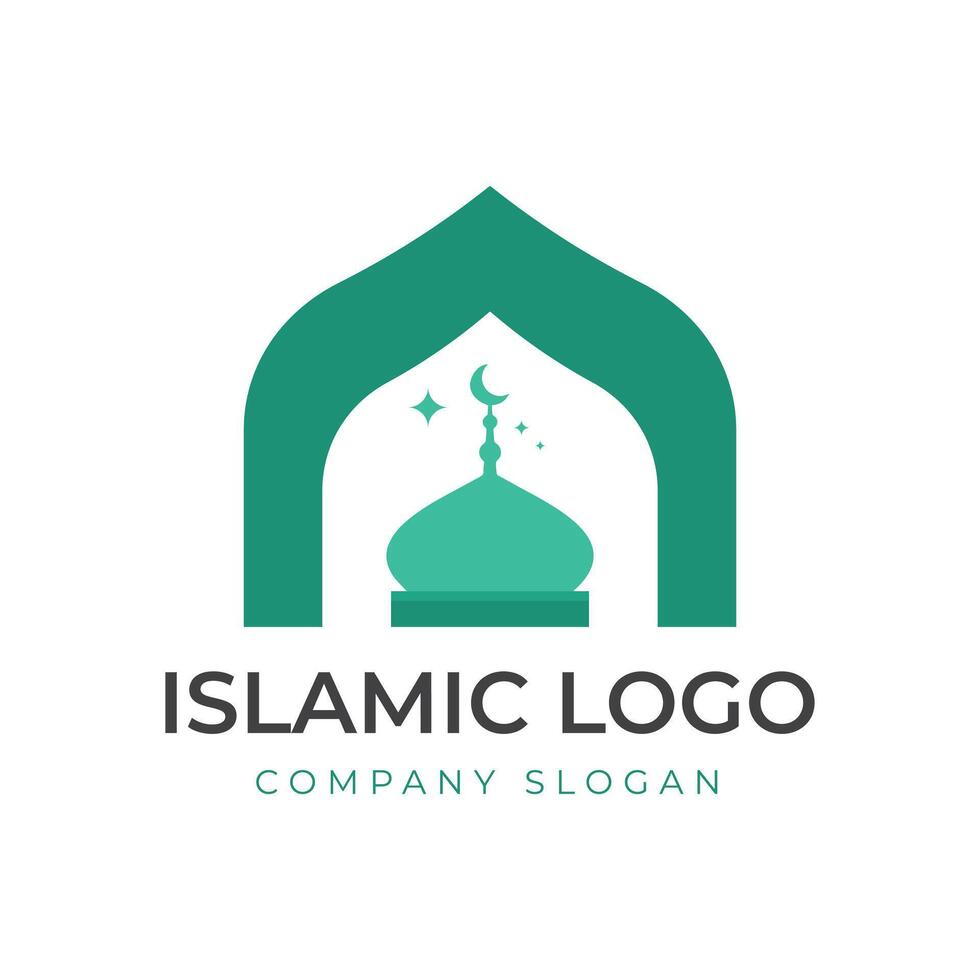 Islamic logo template, Ribbon islamic dome palace logo design template vector