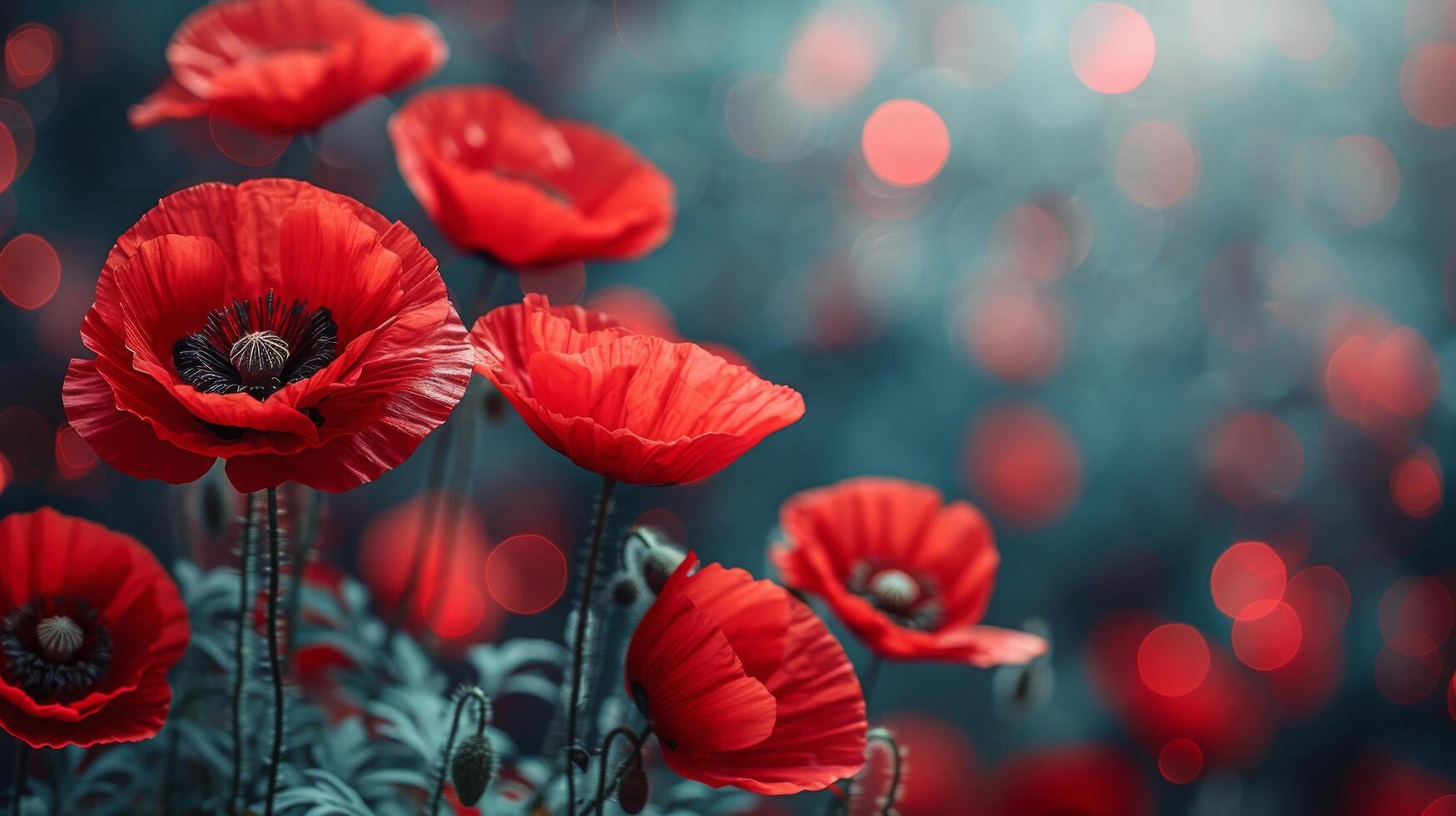 Red Flowers Growing in Grass photo