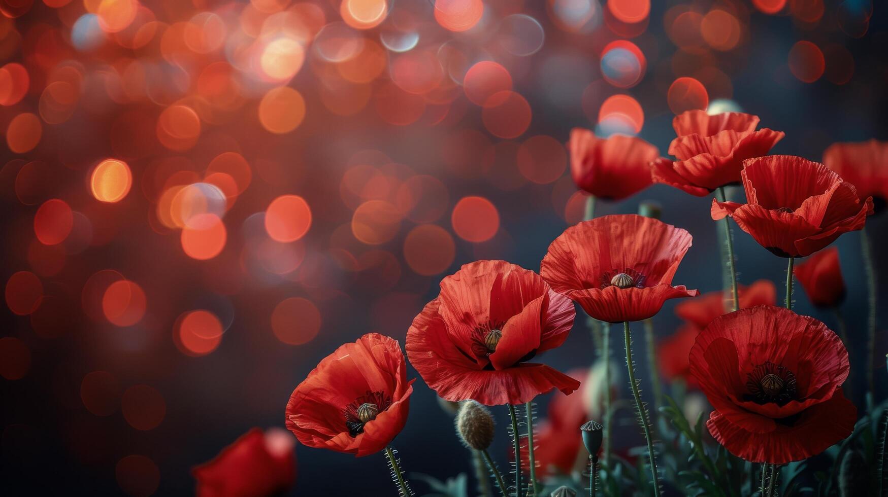 Red Flowers Growing in Grass photo