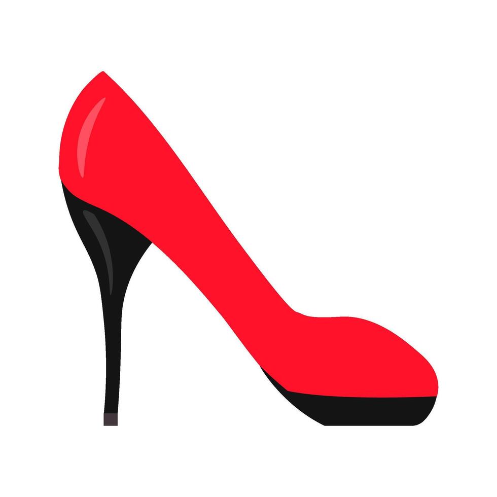 Flat cartoon female red shoe with high heel icon vector