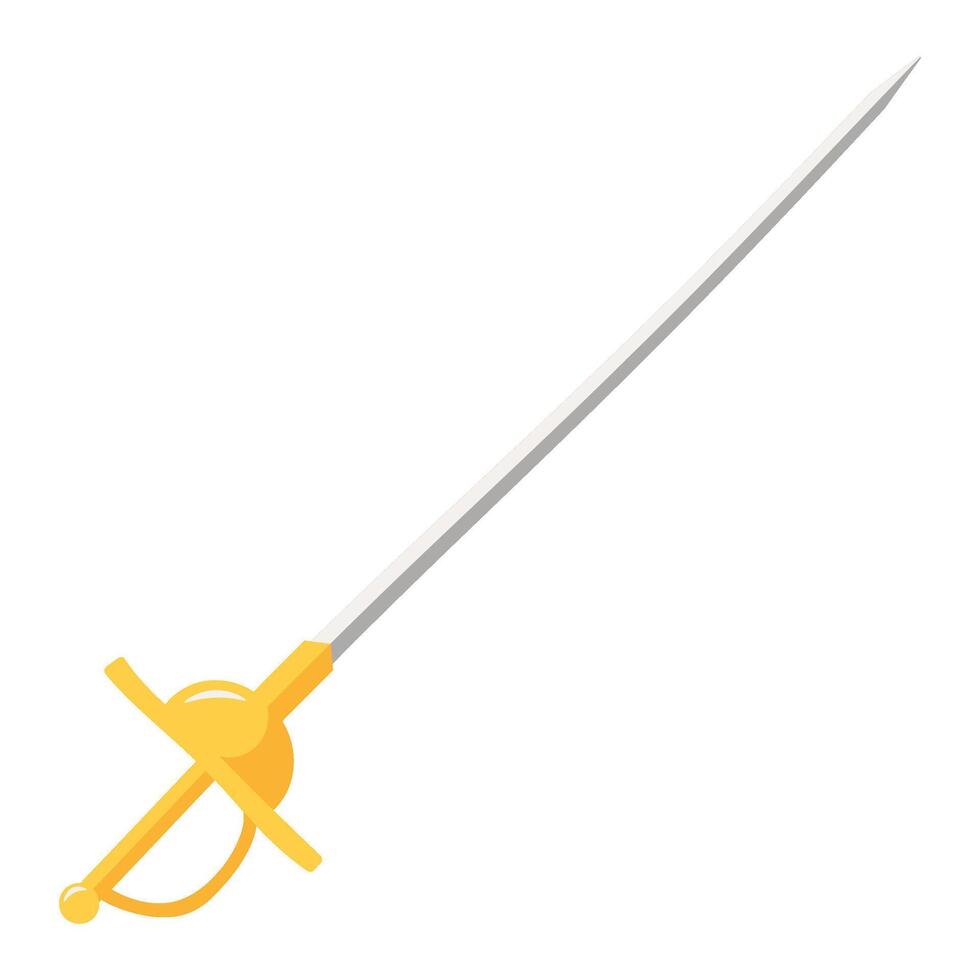 Flat cartoon yellow gold sword icon vector