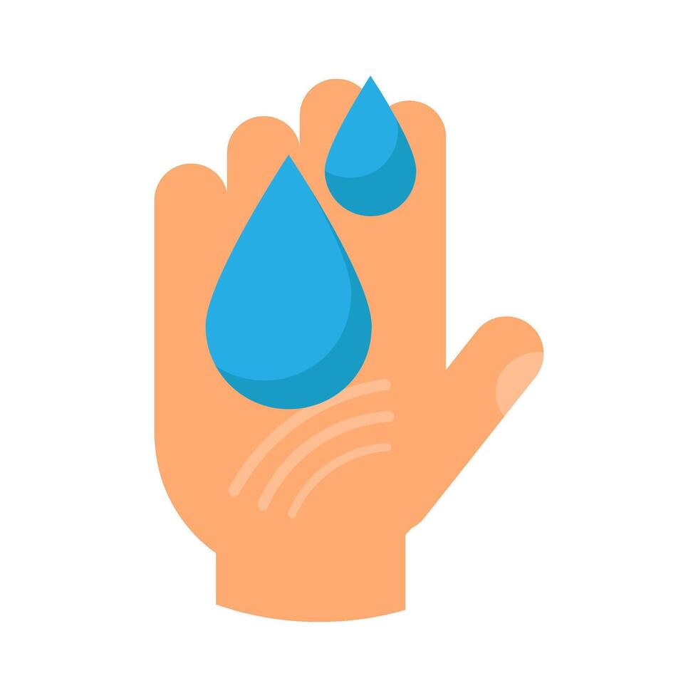 Drops Of Water Flow Down On Hand Icon vector