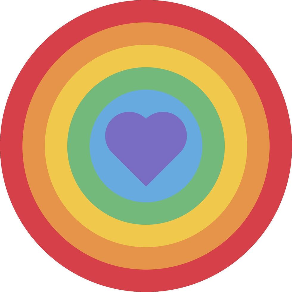 Flat Rainbow Heart Center Target Pride Party Icon vector