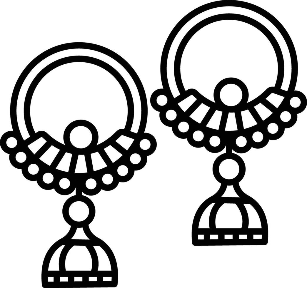 Earrings outline illustration vector