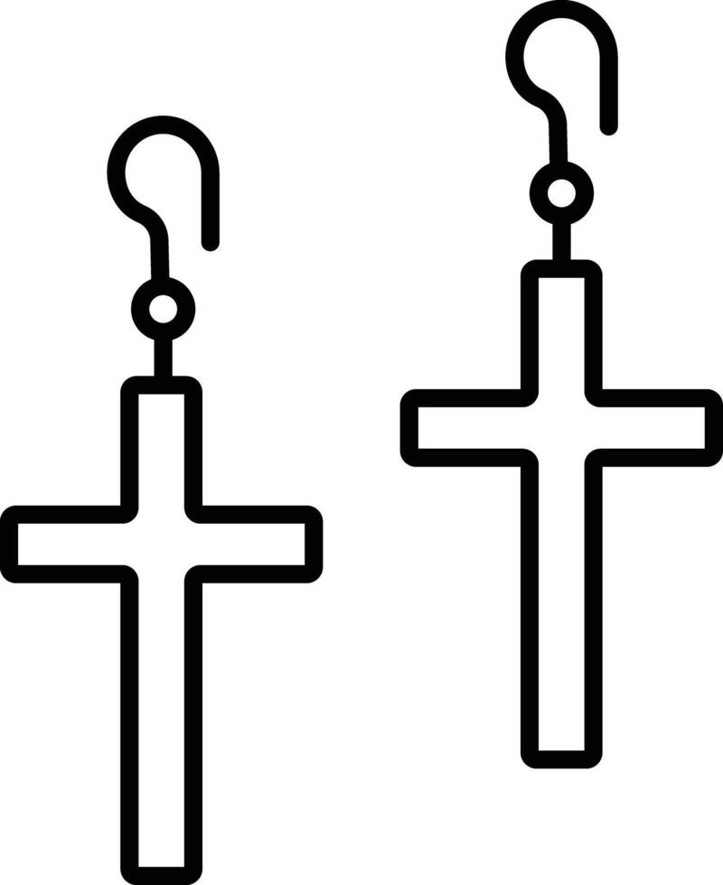 Christian cross earring outline illustration vector