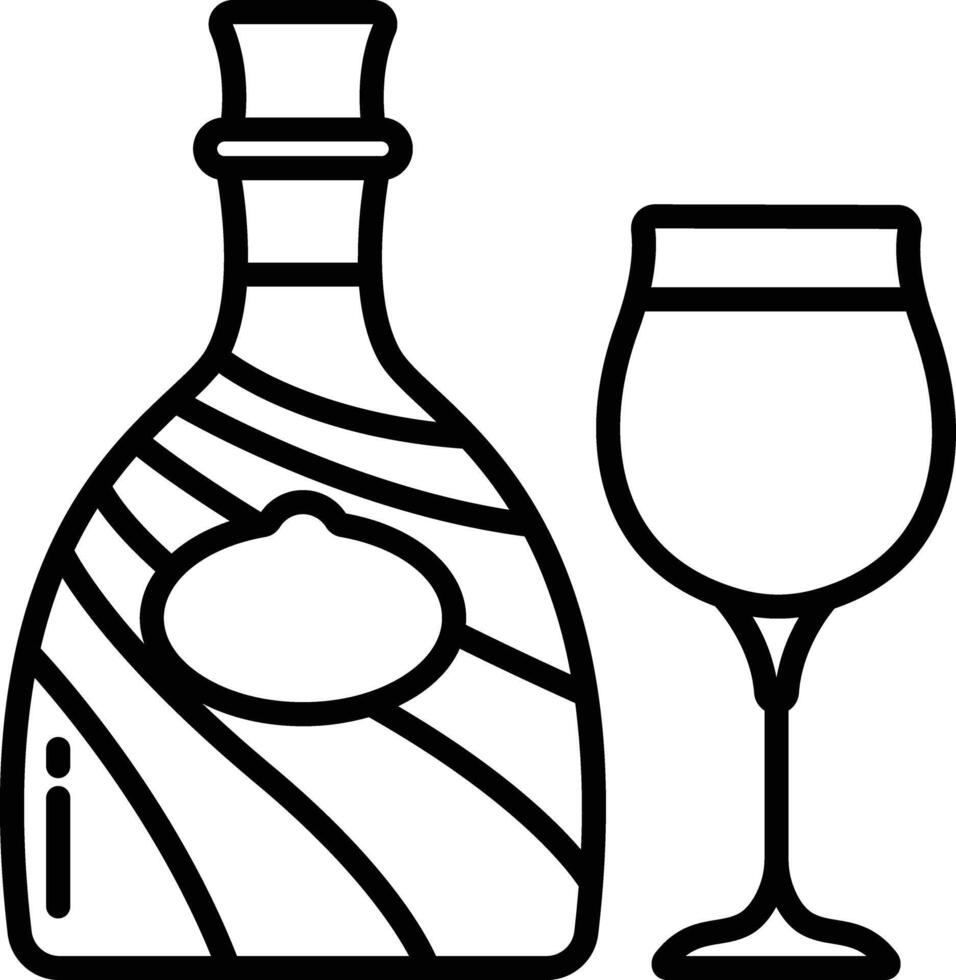 liqueur Glass and Bottle outline illustration vector