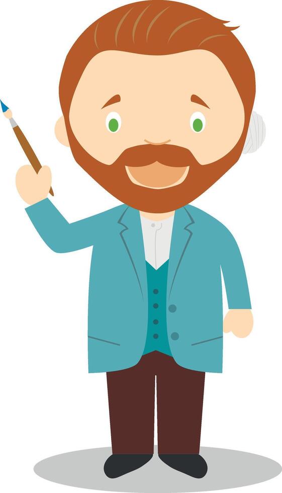 Van Gogh cartoon character. Illustration. Kids History Collection. vector