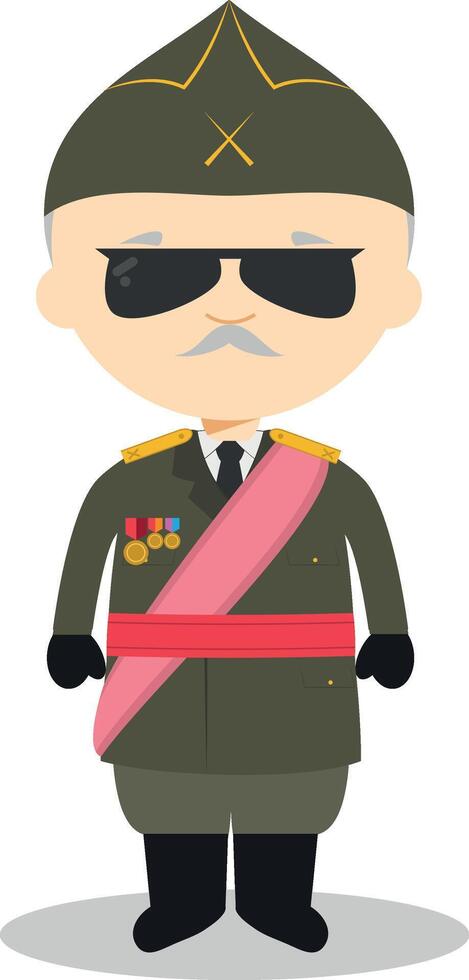 Francisco Franco cartoon character. Illustration. Kids History Collection. vector