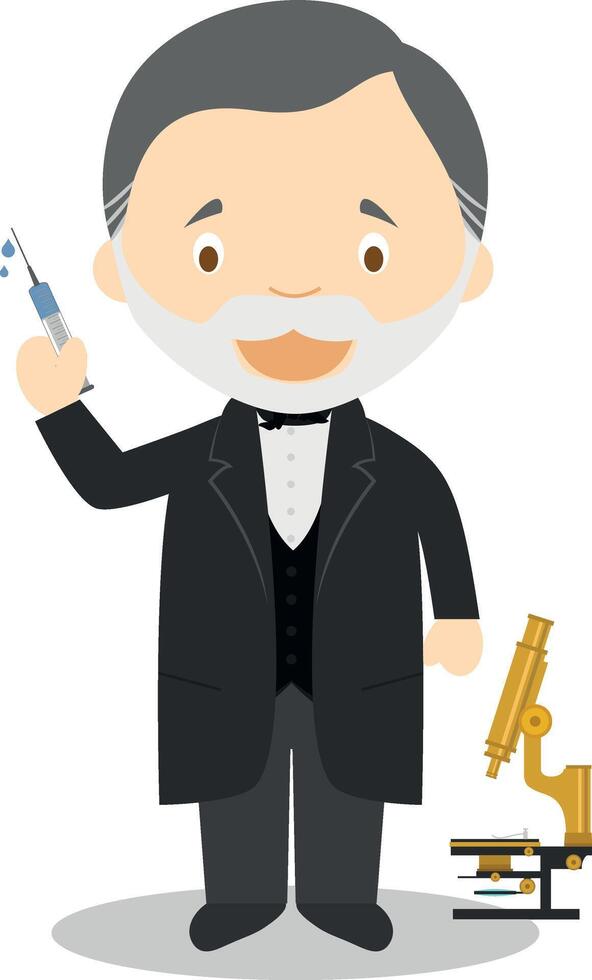 Louis Pasteur cartoon character. Illustration. Kids History Collection. vector