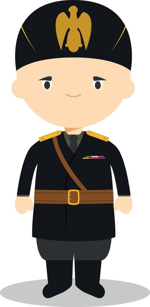 Benito Mussolini cartoon character. Illustration. Kids History Collection. vector