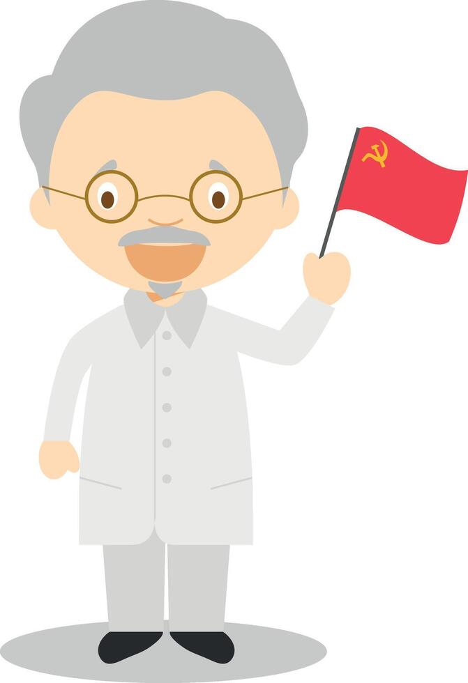 Leon Trotsky cartoon character. Illustration. Kids History Collection. vector