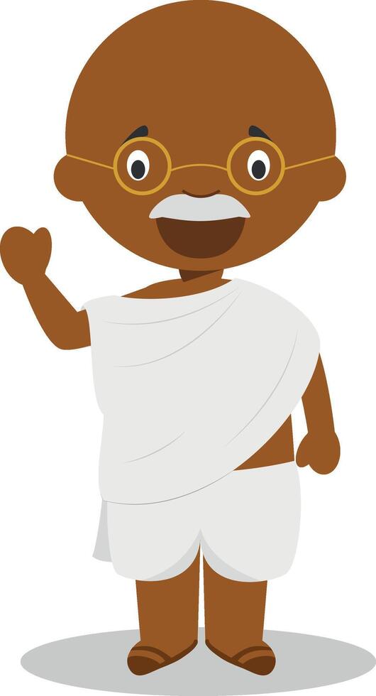 Gandhi dibujos animados personaje. ilustración. niños historia recopilación. vector