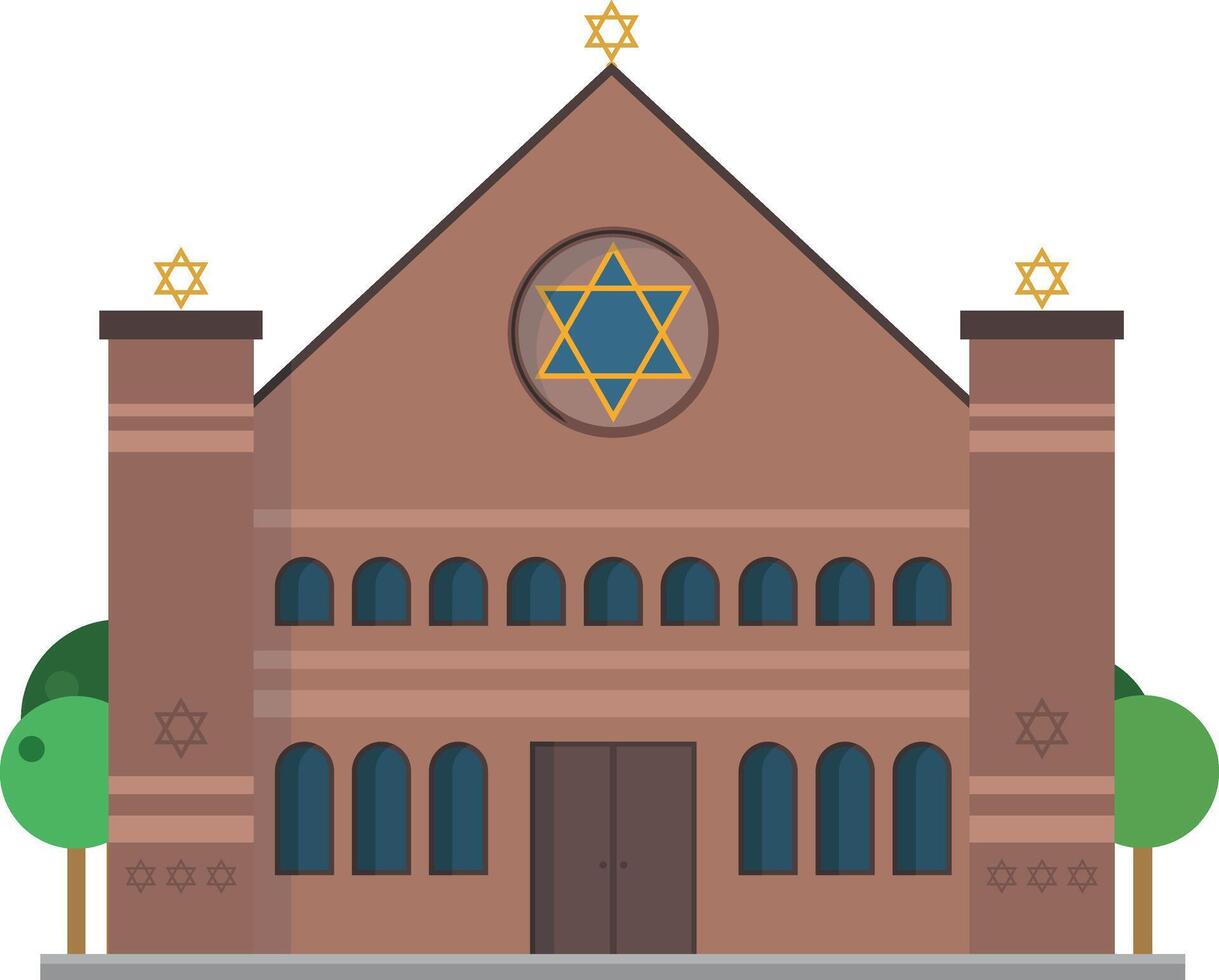 Cute cartoon illustration of a Synagogue vector
