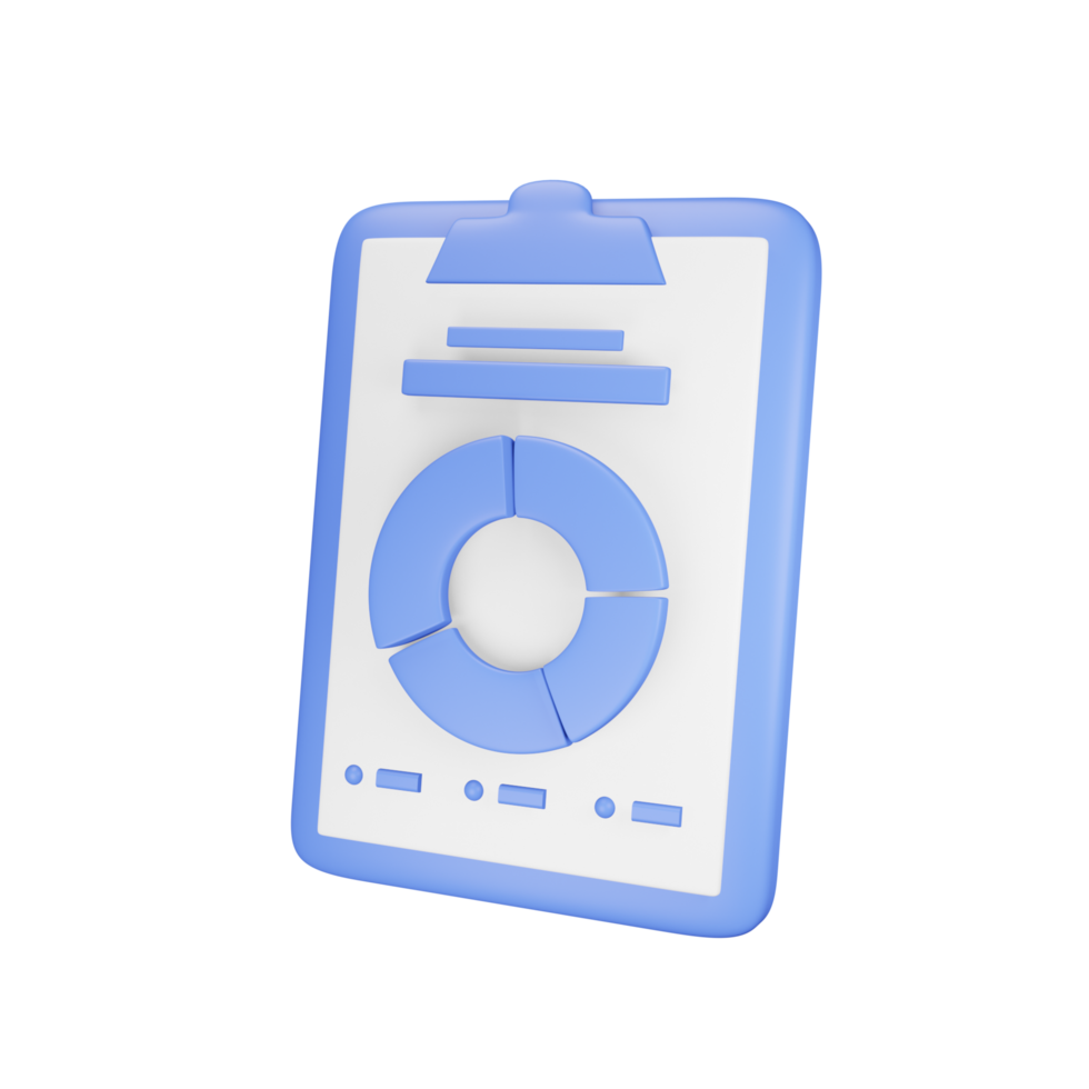 Graph showing progress on paper for business 3D icon on isolated png