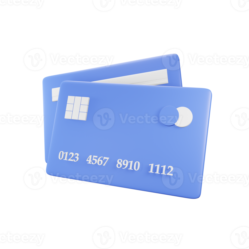 3D credit card for contactless payments on isolated png