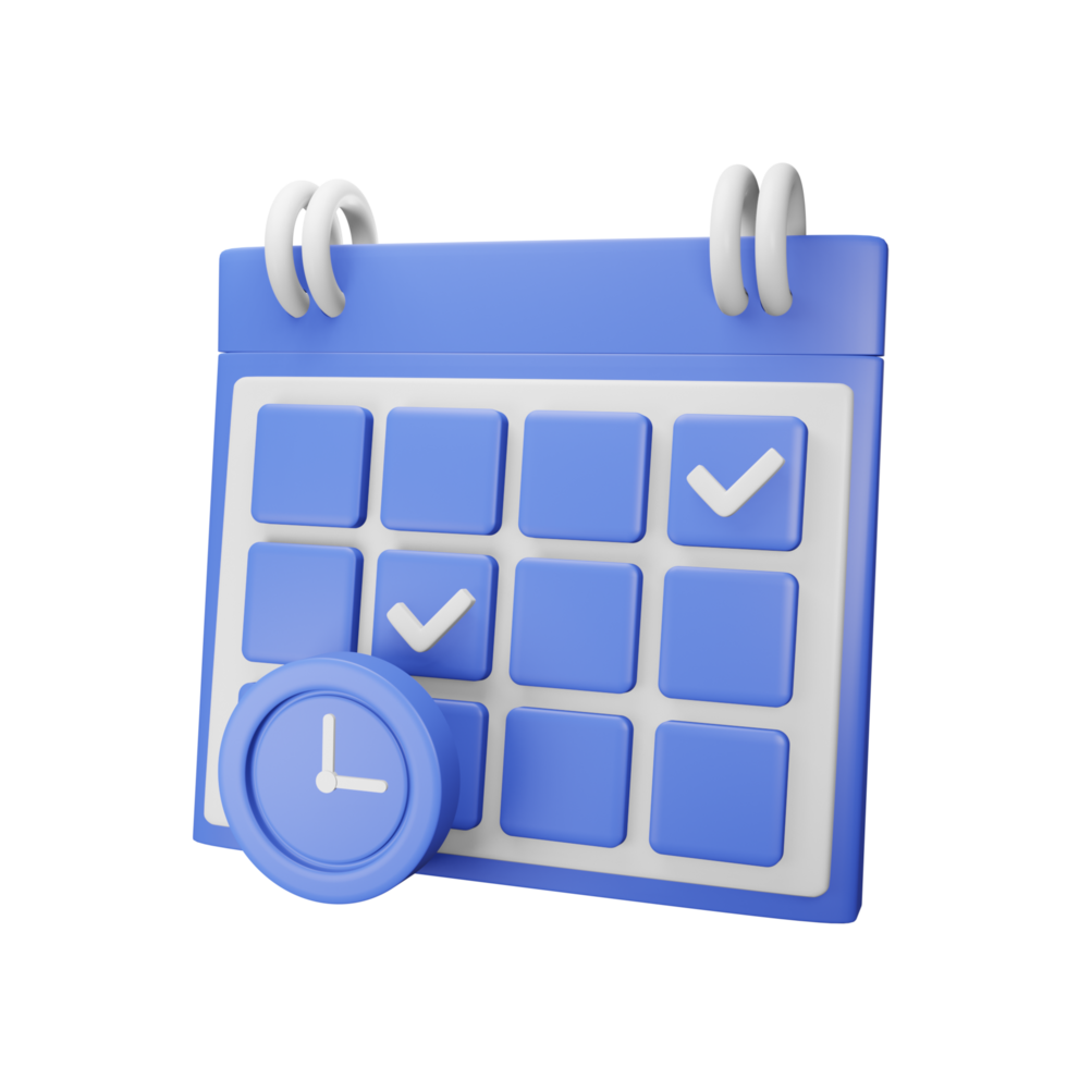 3D Calendar on isolated. With hours and selected days for business png
