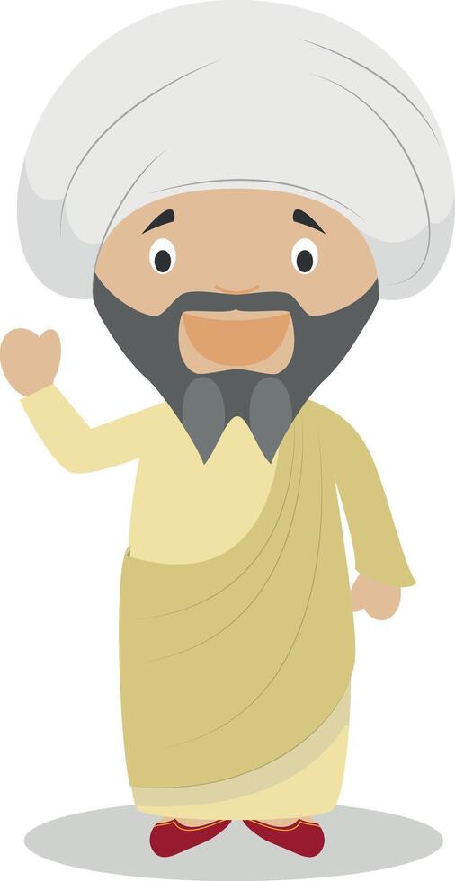 Averroes cartoon character. Illustration. Kids History Collection. vector