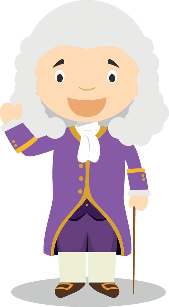 Voltaire cartoon character. Illustration. Kids History Collection. vector