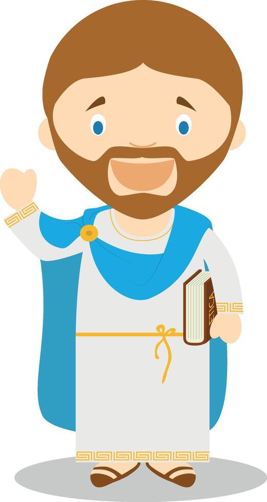 Aristotle cartoon character. Illustration. Kids History Collection. vector