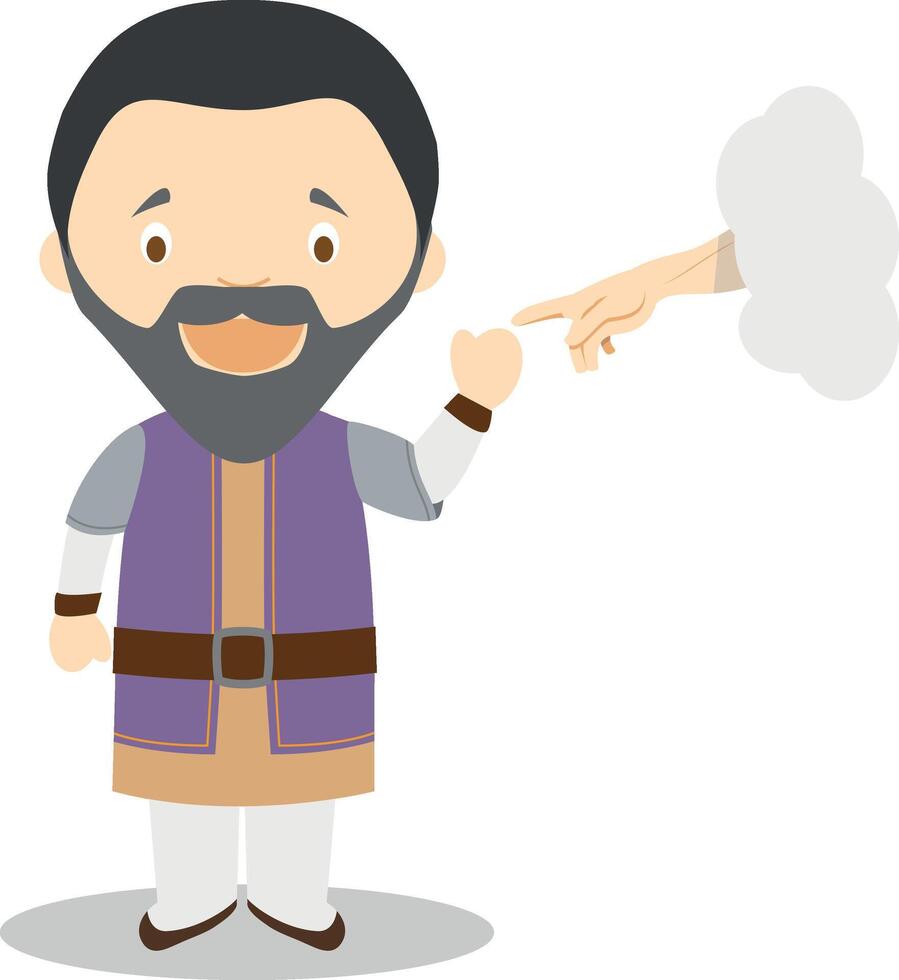 Michelangelo cartoon character. Illustration. Kids History Collection. vector