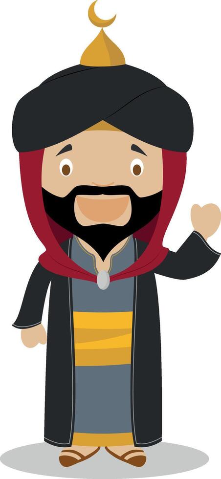 Saladin cartoon character. Illustration. Kids History Collection. vector