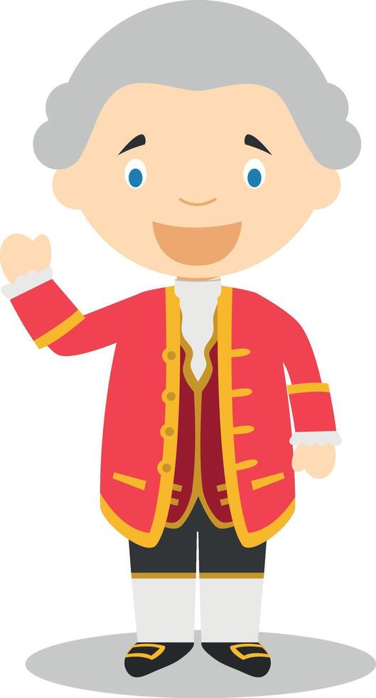 David Hume cartoon character. Illustration. Kids History Collection. vector