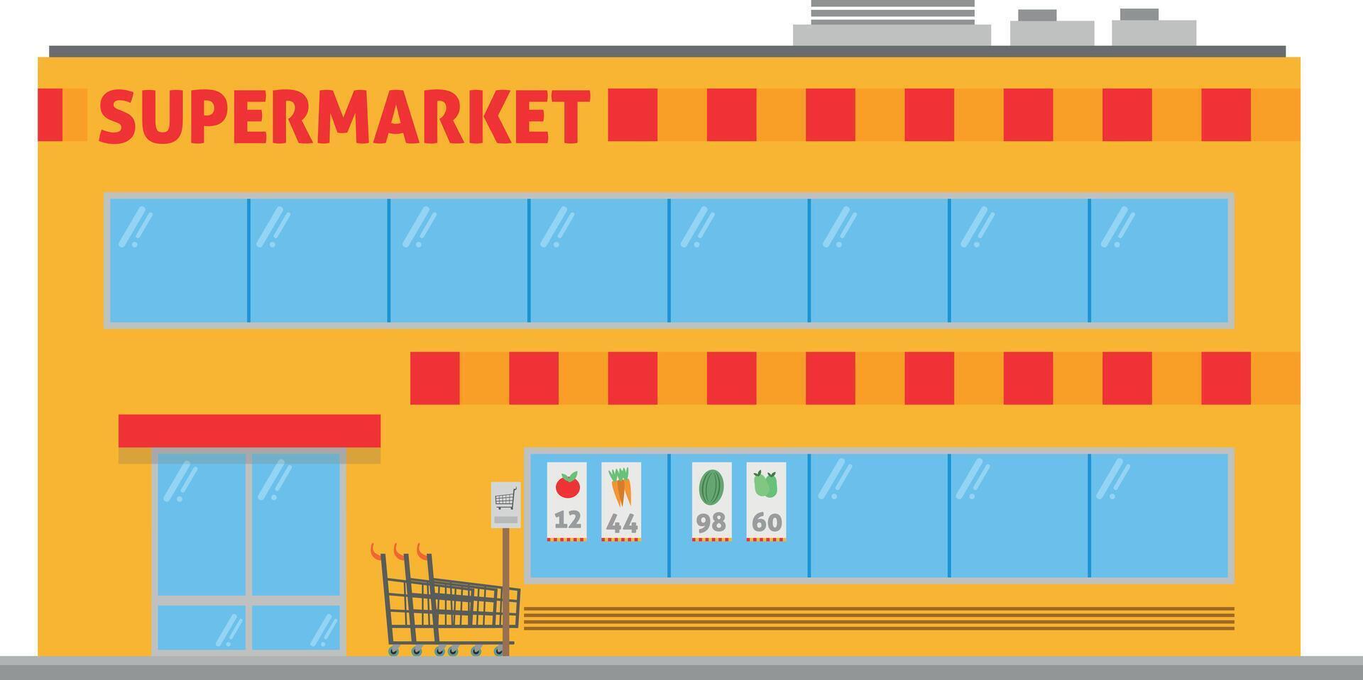 Cute cartoon illustration of a supermarket vector