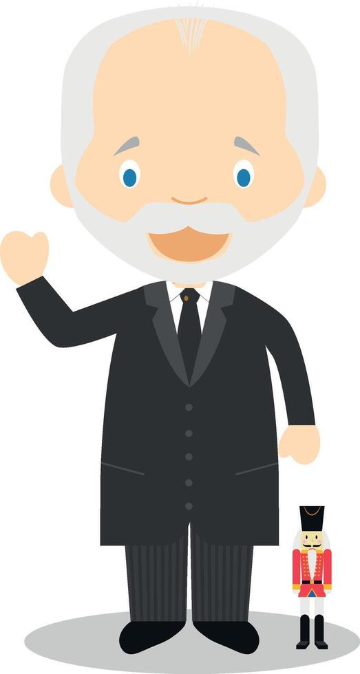 Piotr Ilich Tchaikovsky cartoon character. Illustration. Kids History Collection. vector