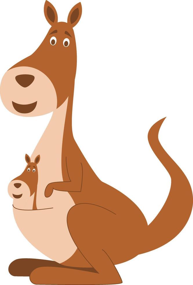 Cute cartoon kangaroo illustration vector