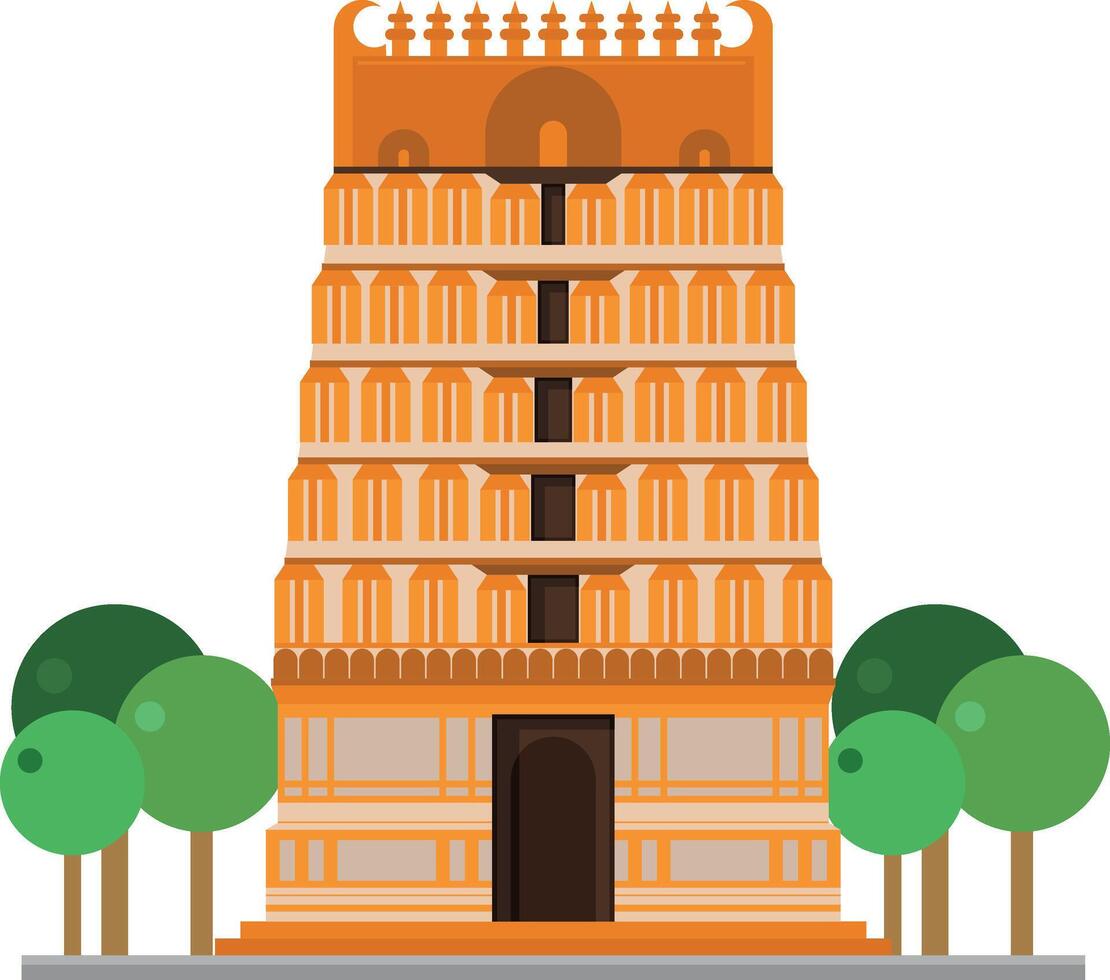 Cute cartoon illustration of a Hinduist Temple vector
