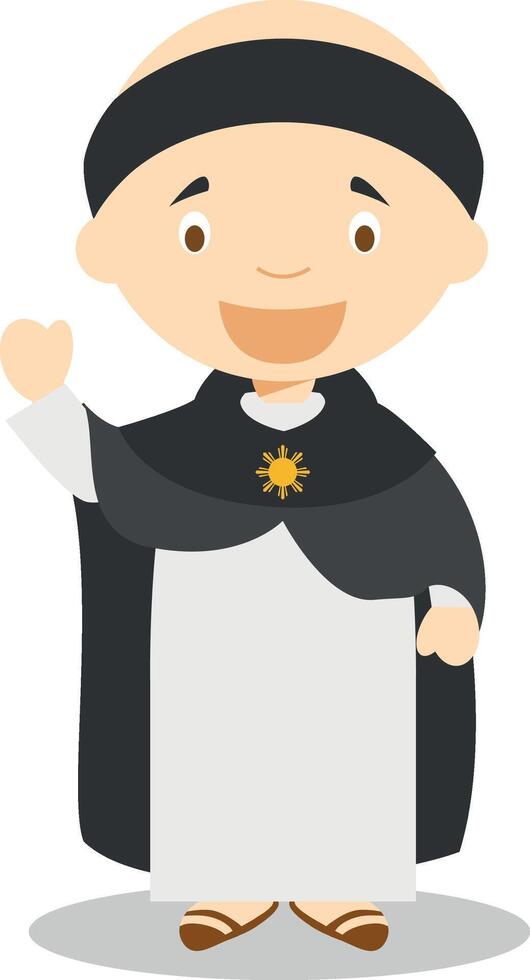 Saint Thomas of Aquino cartoon character. Illustration. Kids History Collection. vector