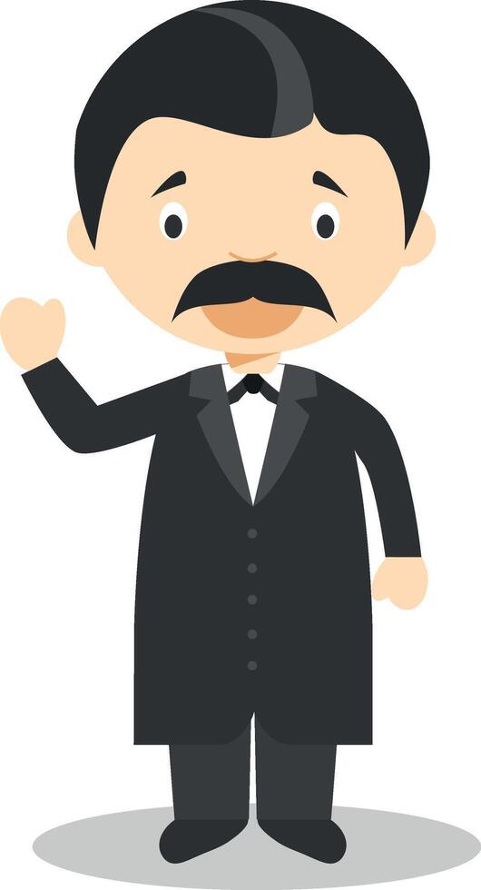 Friedrich Nietzsche cartoon character. Illustration. Kids History Collection. vector