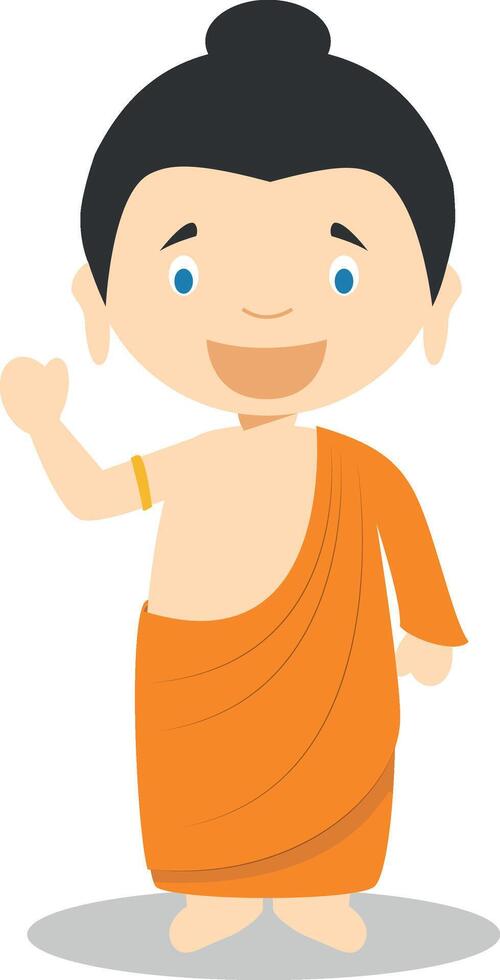 Siddhartha gautama dibujos animados personaje. ilustración. niños historia recopilación. vector