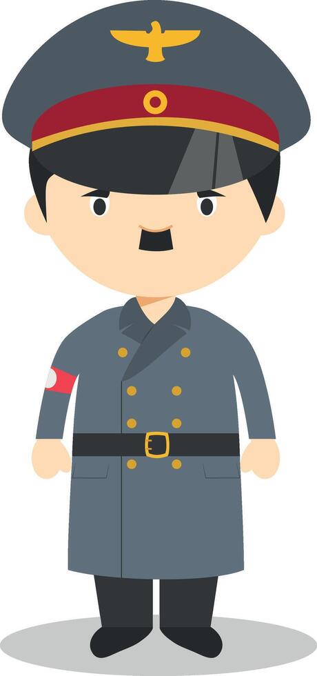 Adolf Hitler cartoon character. Illustration. Kids History Collection. vector