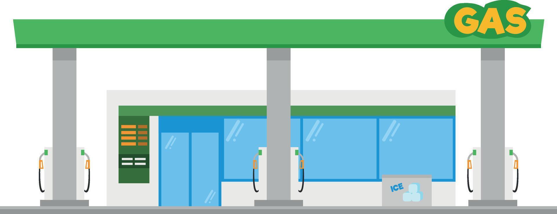 Cute cartoon illustration of a gas petrol station vector