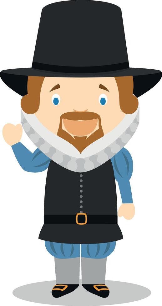 Francis Bacon cartoon character. Illustration. Kids History Collection. vector