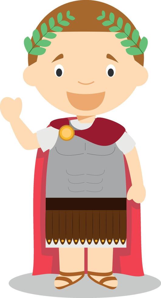 Julius Caesar cartoon character. Illustration. Kids History Collection. vector