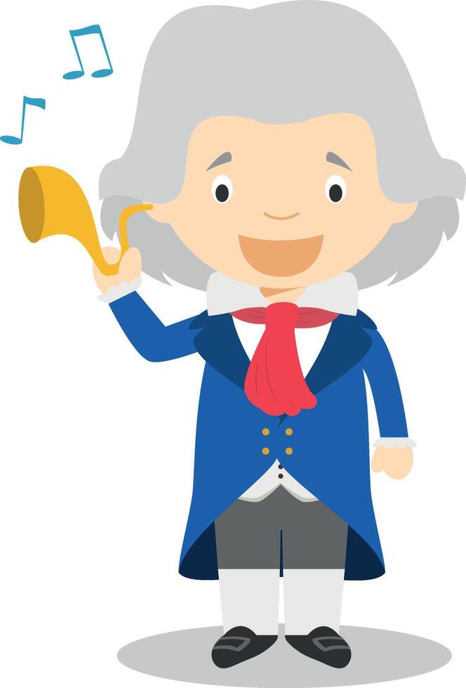 Ludwing van Beethoven cartoon character. Illustration. Kids History Collection. vector