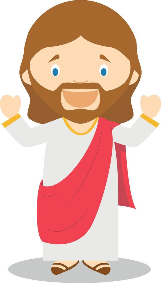 Jesus of Nazareth cartoon character. Illustration. Kids History Collection. vector