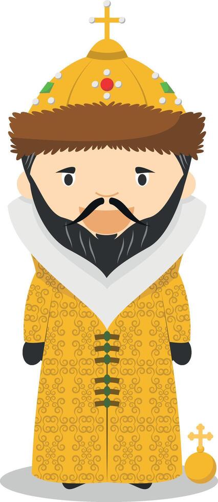 Ivan IV of Russia, called The Terrible, cartoon character. Illustration. Kids History Collection. vector