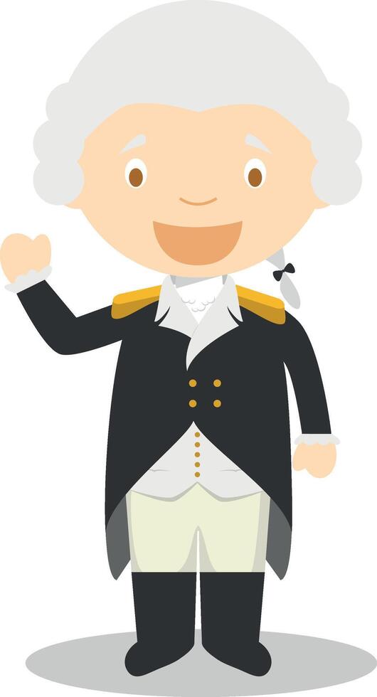 George Washington cartoon character. Illustration. Kids History Collection. vector