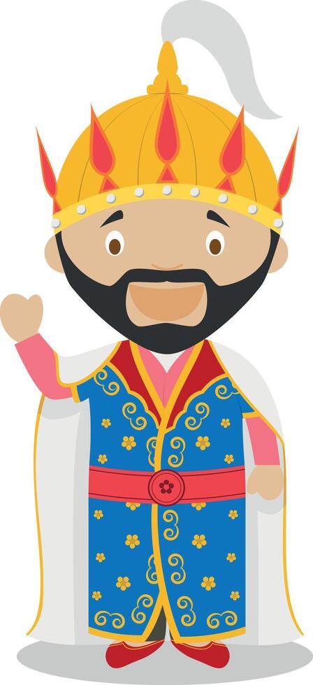 Tamerlane cartoon character. Illustration. Kids History Collection. vector