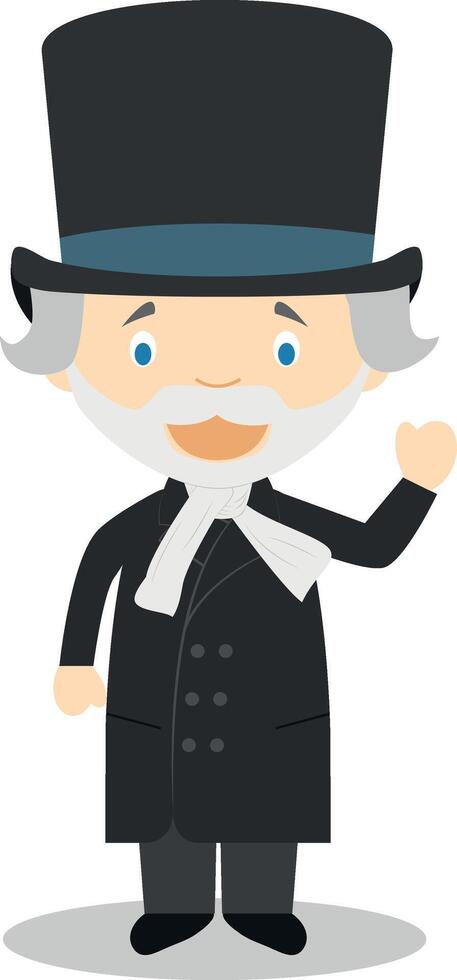 Giuseppe Verdi cartoon character. Illustration. Kids History Collection. vector