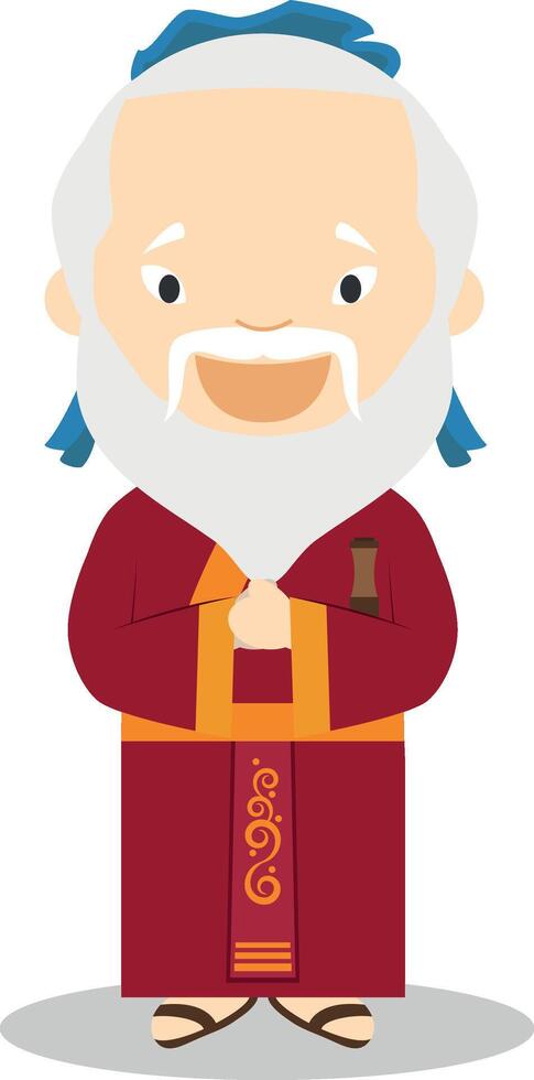 Confucius cartoon character. Illustration. Kids History Collection. vector
